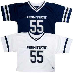 women's navy and white cropped Penn State football jerseys #55